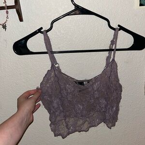 purple lace crop top